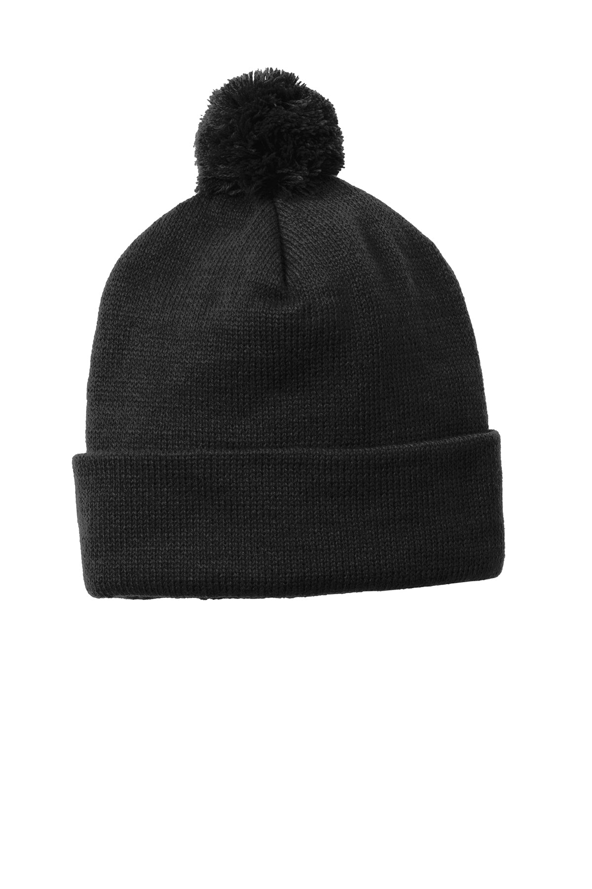 Knit Cap Beanie with Solid Pom Pom - Add Your Full Color Vinyl Logo At No Additional Cost