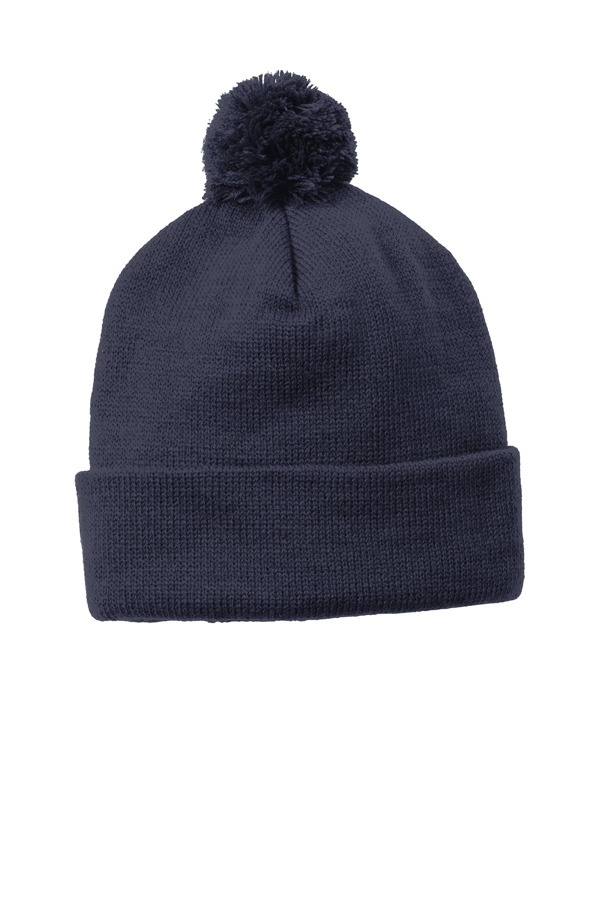 Knit Cap Beanie with Solid Pom Pom - Add Your Full Color Vinyl Logo At No Additional Cost